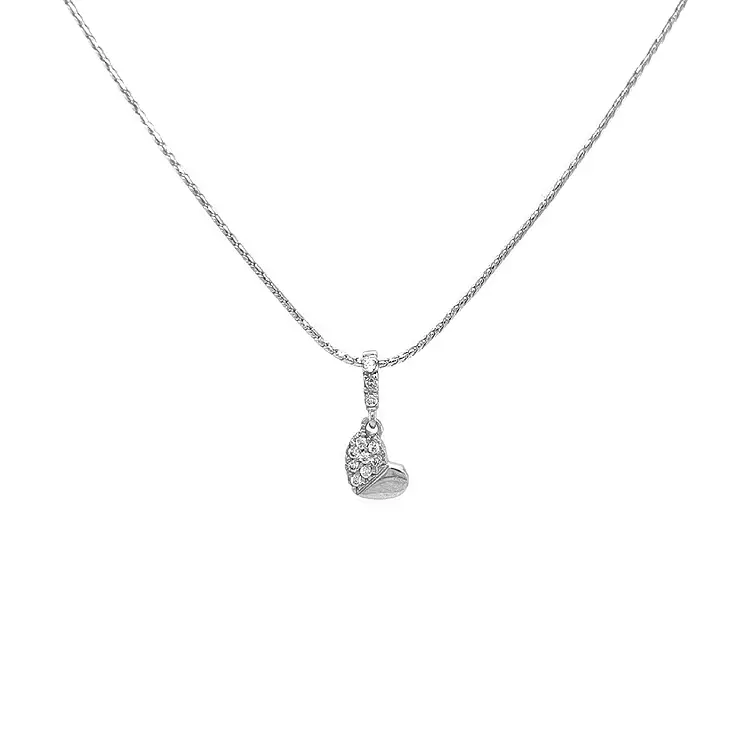 Mặt dây chuyền hình trái tim bằng vàng đính đá zircon