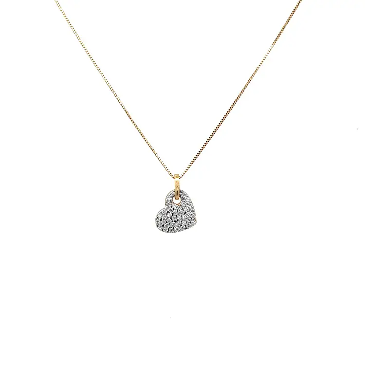 Mặt dây chuyền hình trái tim bằng vàng đính đá zircon