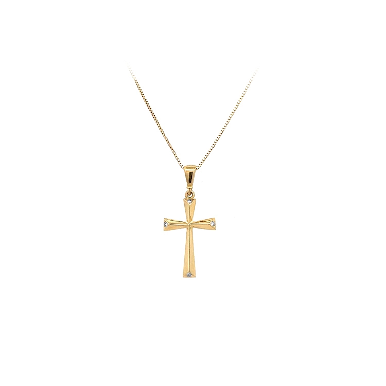 Mặt dây chuyền vàng hình thánh giá đính đá zircon