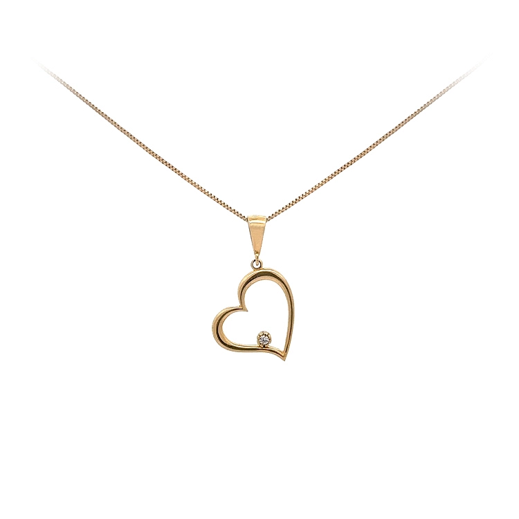 Mặt dây chuyền hình trái tim bằng vàng với đá zircon