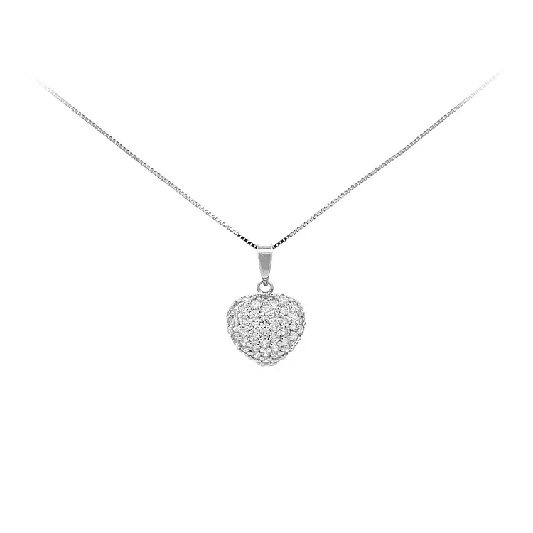 Mặt dây chuyền hình trái tim bằng vàng đính đá zircon