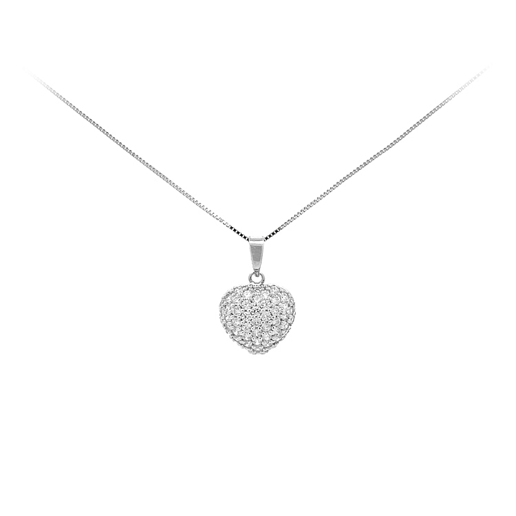 Mặt dây chuyền hình trái tim bằng vàng đính đá zircon