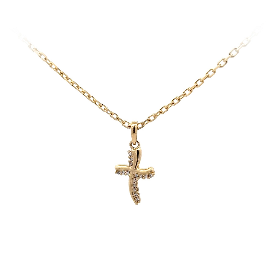 Mặt dây chuyền vàng hình thánh giá đính đá zircon