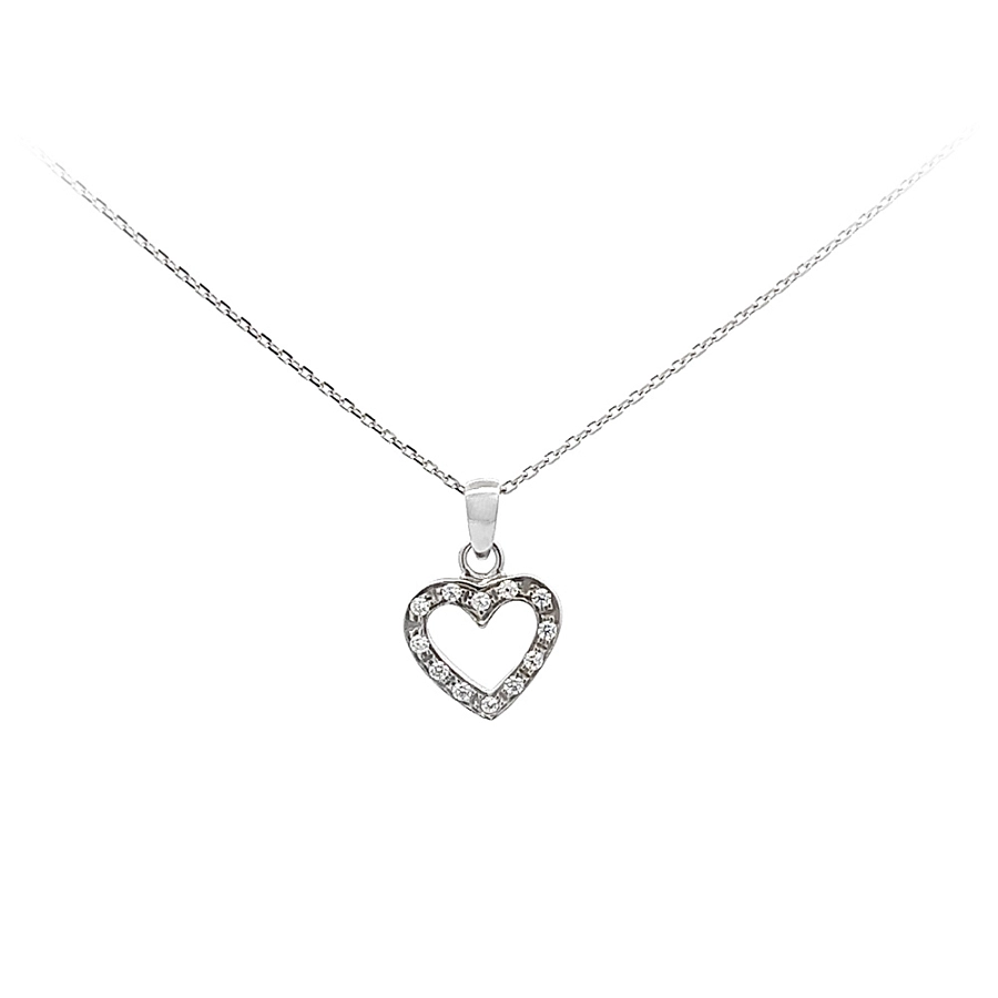 Mặt dây chuyền hình trái tim với đá zircon trắng vàng