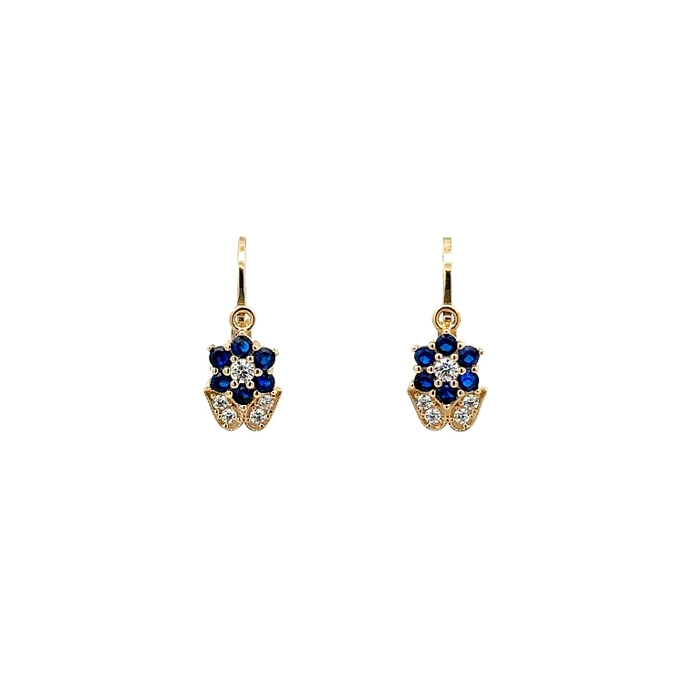 Vòng tai trẻ em vàng với đá sapphire
