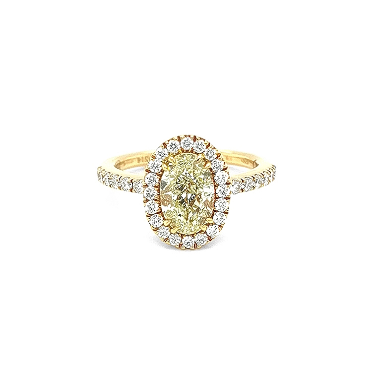 Nhẫn đính hôn bằng vàng với kim cương vàng kiểu fancy