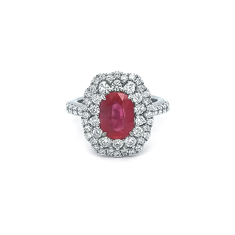 Nhẫn vàng đính ruby và kim cương
