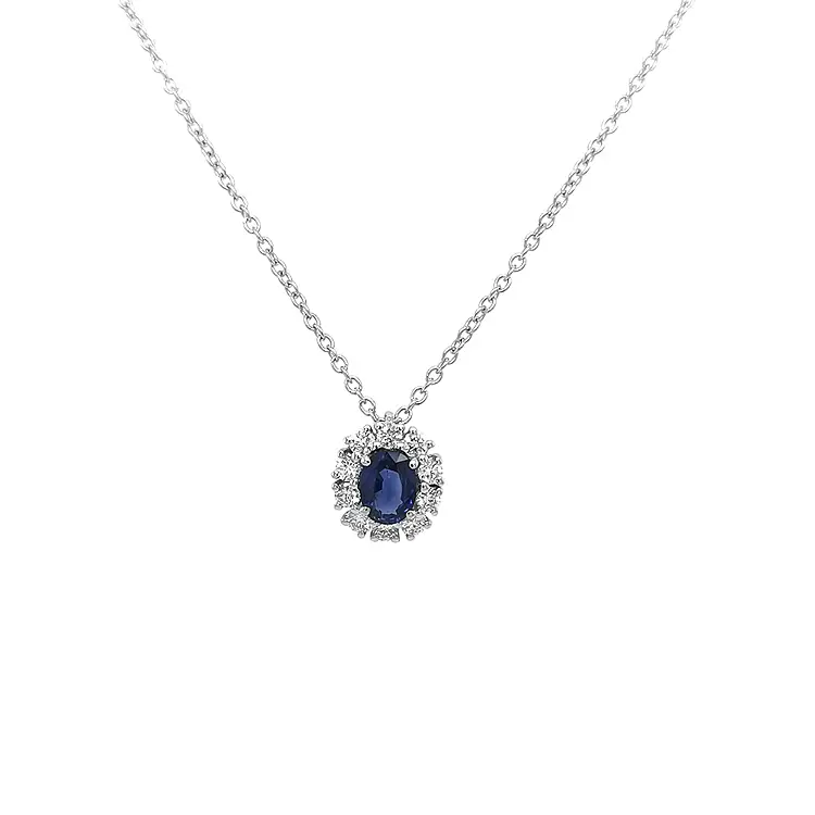 Mặt dây chuyền vàng đính sapphire và kim cương