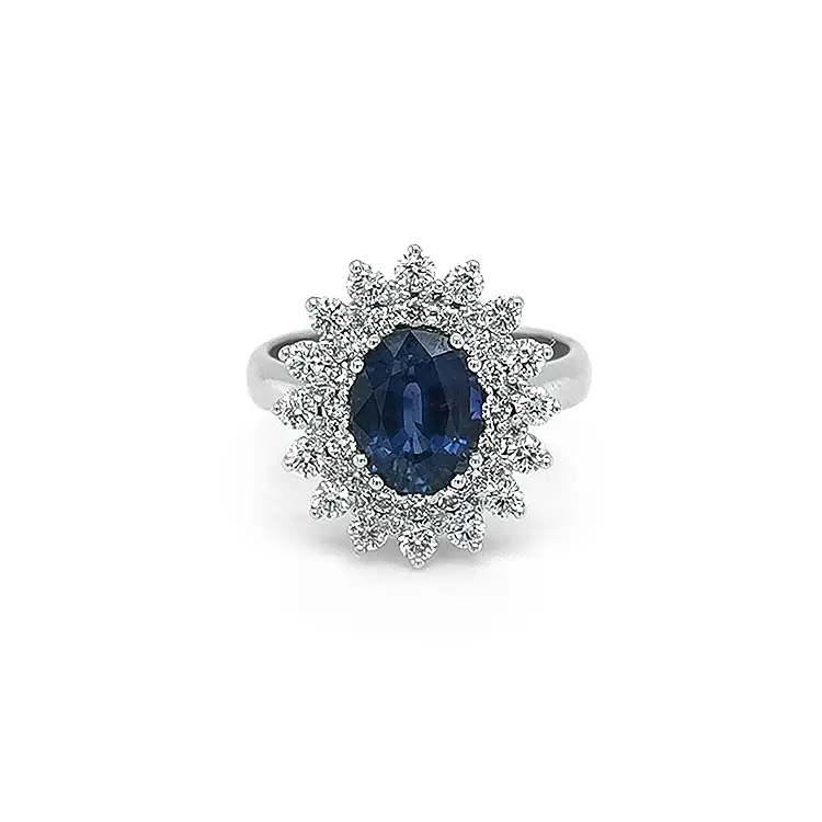 Nhẫn vàng đính sapphire và kim cương
