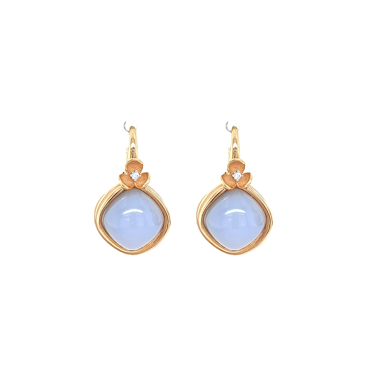 Vòng tai vàng đính đá chalcedony và kim cương