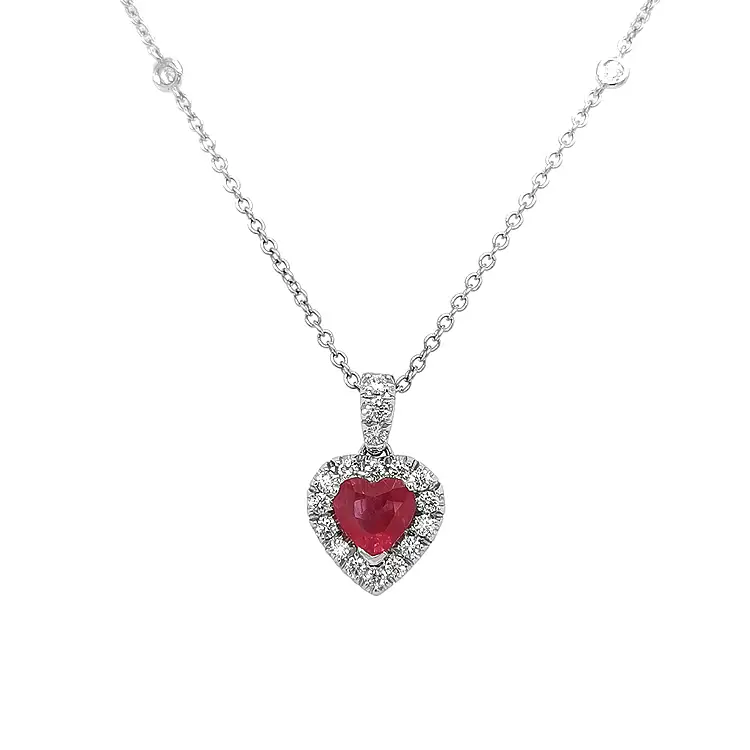 Mặt dây chuyền vàng đính ruby và kim cương