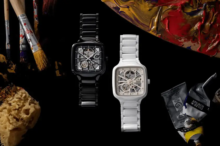 Đồng hồ gốm sứ đính kim cương Rado True Square Open Heart