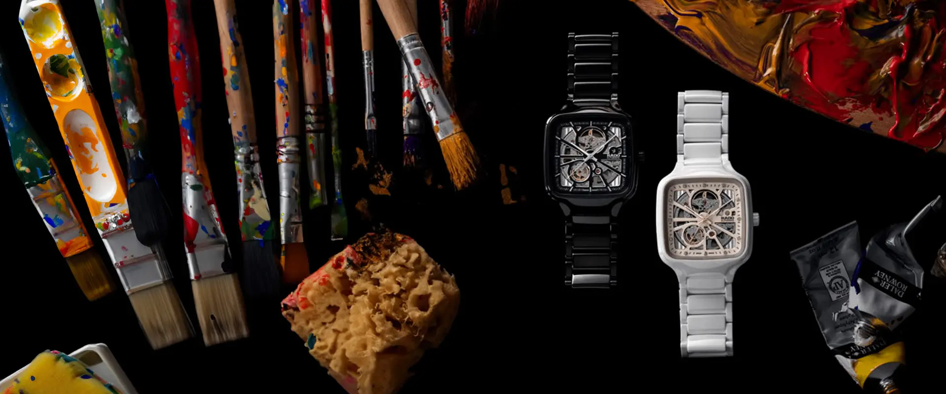 Đồng hồ gốm sứ đính kim cương Rado True Square Open Heart