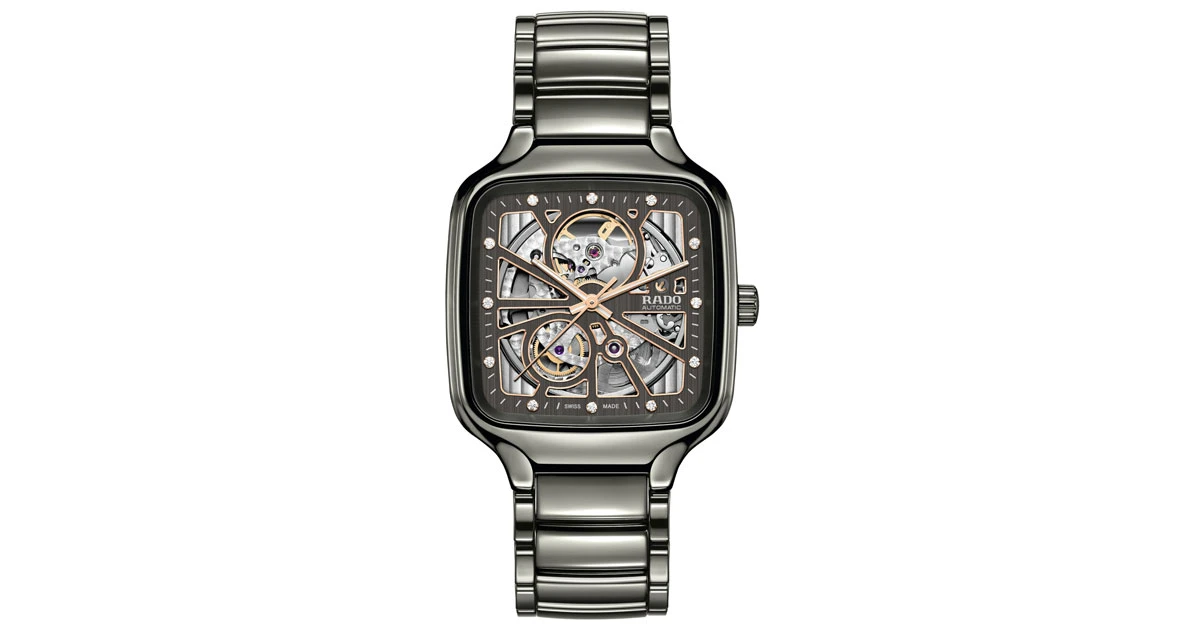 Đồng hồ gốm sứ đính kim cương Rado True Square Open Heart